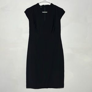 Talbots Black A-Line V-Neck Cap Sleeve Knee Length Summer Dress Size 4